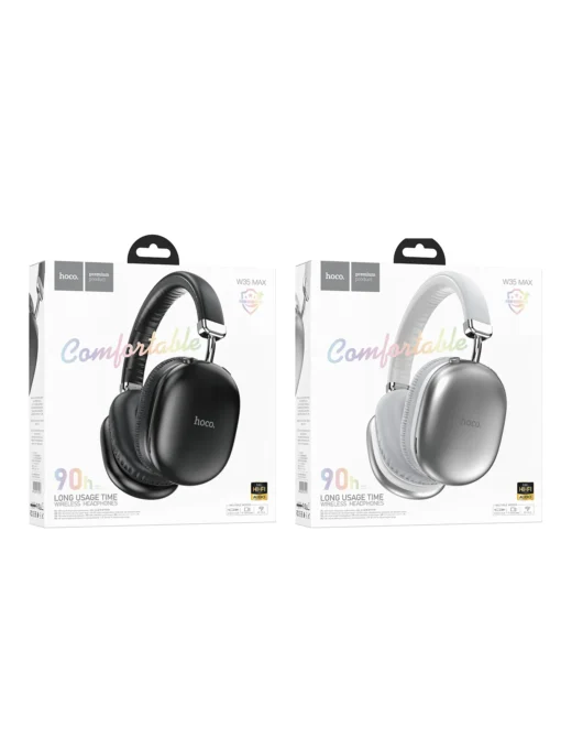 Hoco W35 Max (90 hrs) Wireless Bluetooth Headphones - Black - Image 5