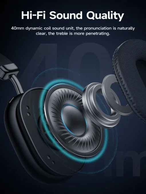 Hoco W35 Max (90 hrs) Wireless Bluetooth Headphones - Black - Image 3