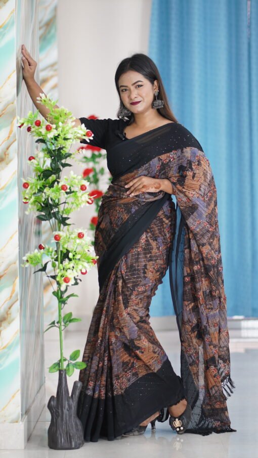 Indian Sanjana Brand Georgette Saree - Image 2