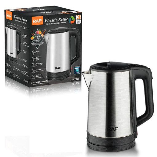 RAF R-7928 Steel Water Heater Electric Kettle - 2.3 Liter (Silver) - Image 2