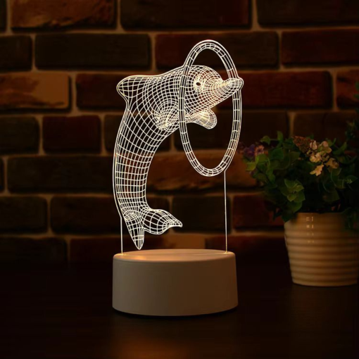 GearUP Acrylic Multicolor Night Lamp Black (Dolphin)
