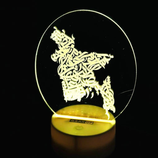 GearUP Acrylic Multicolor Night Lamp (BD Map)-White base