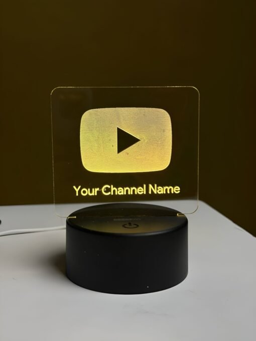 Customizable YouTube Logo Design Acrylic Multicolor Night Lamp – Black & White