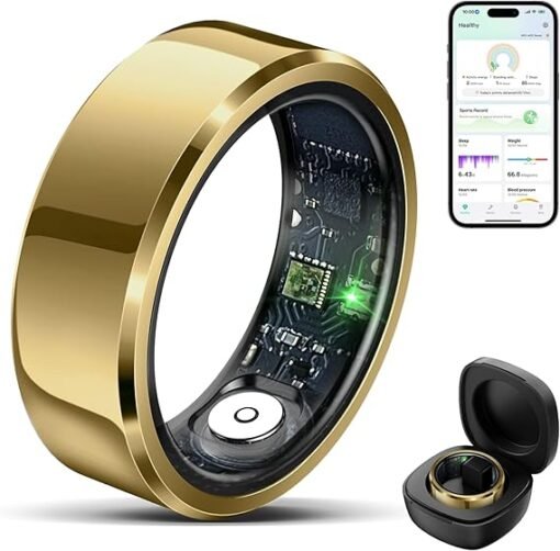 Smart Finger Ring for Fitness Tracking – With Magnetic Charging Cable – (Ring Size -10) -Black - Image 3