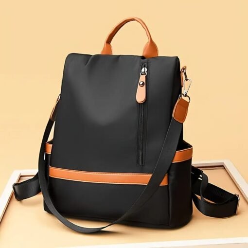 Women Large Capacity Outdoor Tote Bag (Orange & Black)