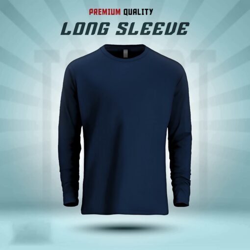Men's Full Sleeve Solid T-Shirt- Navy