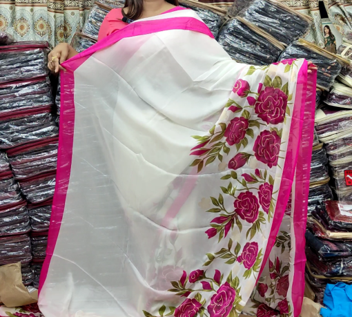 Indian Soft Weightless Georgette Saree With Matching Blouse Piece for Women 5 - Image 2