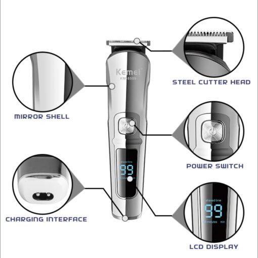 Kemei KM-8509 Waterproof Hair Clipper & Beard Trimmer for Men – Fast Charging, LCD Display. - Image 2