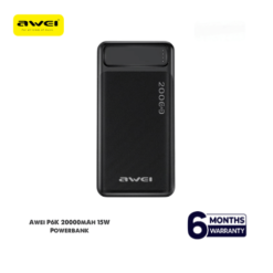 Awei P6K 20000mAh Power Bank – Dual USB Output, Fast Charging, Portable Polymer Battery