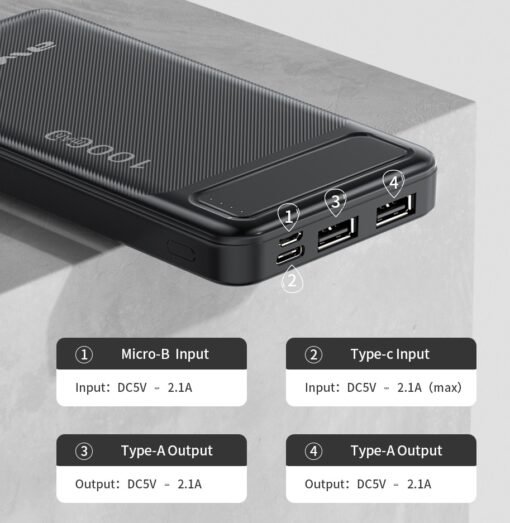 Awei P5K 10000mAh Dual USB Power Bank – Fast Charging - Image 3