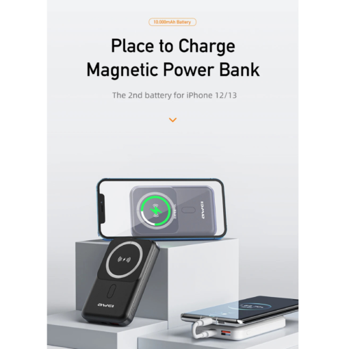 Awei P139K 10000mAh Magnetic Wireless Power Bank – 22.5W Fast Charging | PC-8933 - Image 2