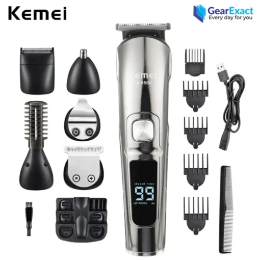Kemei KM-8508 11-in-1 Multi-Grooming Kit for Men – Beard, Hair, Body & Face Trimmer (Waterproof, Fast Charging) - Image 3