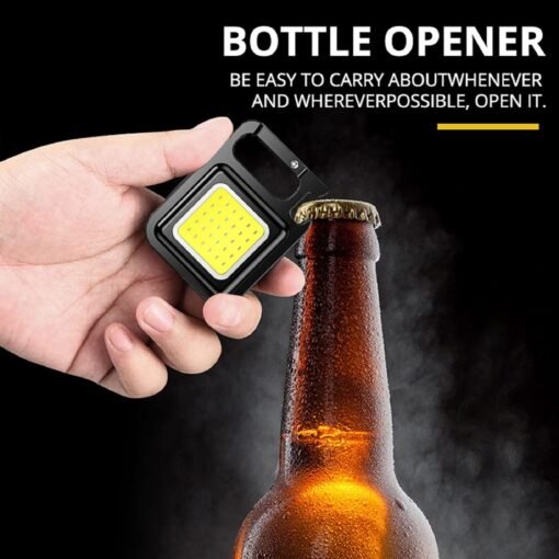 GEBSKI 800 Lumen Rechargeable COB Keychain Flashlight – 3 Lighting Modes, Magnetic Base, Bottle Opener -3978 - Image 2