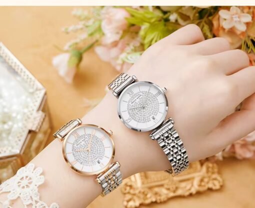 TRSOYE 8821 Two-Tone Ladies Chain Watch with Calendar | Waterproof - Image 6