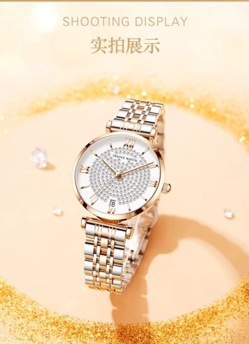 TRSOYE 8821 Two-Tone Ladies Chain Watch with Calendar | Waterproof - Image 5