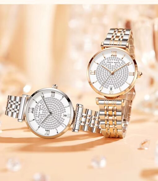 TRSOYE 8821 Two-Tone Ladies Chain Watch with Calendar | Waterproof - Image 3