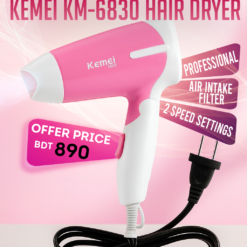 Alternative view of Kemei KM-6830 Professional Hair Dryer – 1200W Power, 2 Speed Settings, Cool Shot & Styling Nozzle (Pink & Green)