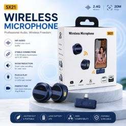 SX21-New 1 Drag 2 Dual Wireless Lavalier Microphone for Vlogging, Interviews & Live Streaming