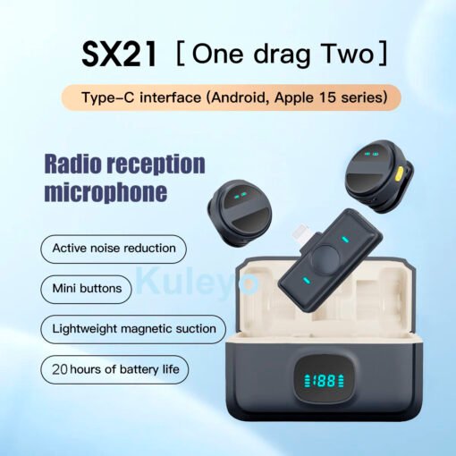 SX21-New 1 Drag 2 Dual Wireless Lavalier Microphone for Vlogging, Interviews & Live Streaming - Image 7