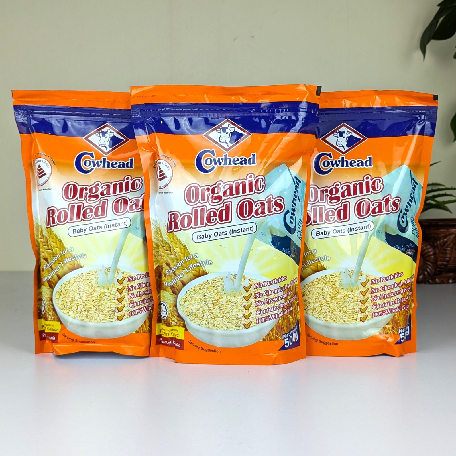Cowhead Organic Rolled Oats (Combo Pack 500gm + 500gm + 500gm) + 250gm FREE Natural Honey - Image 2