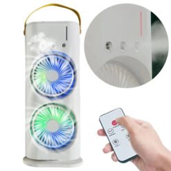 Alternative view of Portable Light Humidifier Double-Ended Spray Fan | 600ml Water Tank | 3 Speed Cooling Fan with LED Light