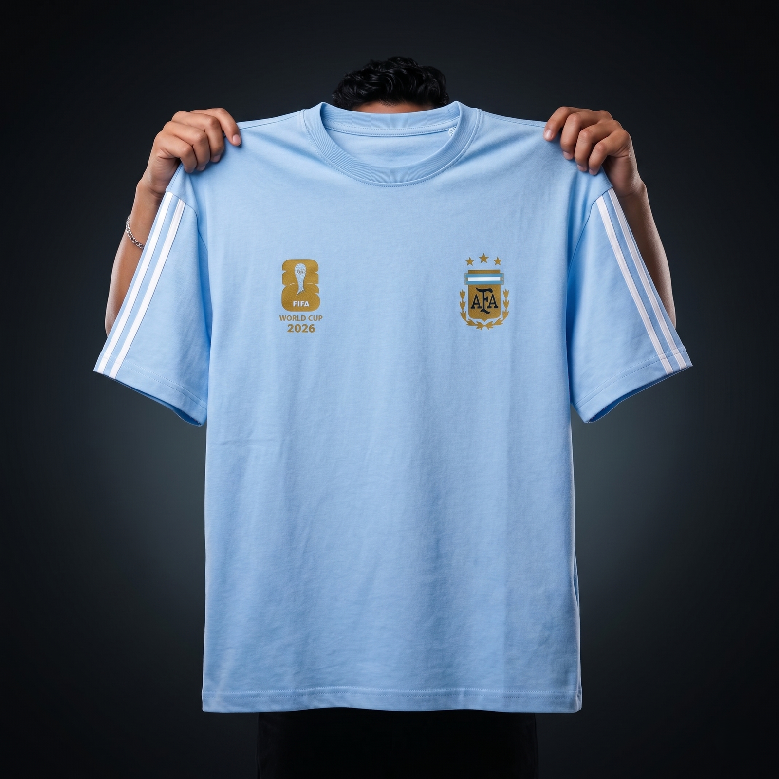 Argentina Sky Blue Oversized T-Shirt for Men | FIFA World Cup 2026 AFA Fan Edition | Premium Drop Shoulder Casual Sports Tee - Image 3