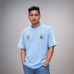 Argentina Sky Blue Oversized T-Shirt for Men | FIFA World Cup 2026 AFA Fan Edition | Premium Drop Shoulder Casual Sports Tee