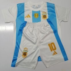 Alternative view of Premium Kids Argentina Jersey Set – FIFA World Cup Edition | Mesh Fabric Football Jersey & Shorts for Kids | Argentina 3 Star Home Kit