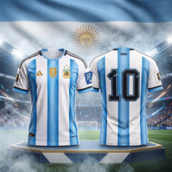 Argentina National Football Team Home Jersey No. 10 | Messi Inspired Argentina World Champion Football Jersey | Premium CLIMACOOL Fan Edition