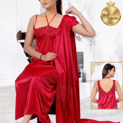 Premium Women's  Nighty Set with Matching Robe | Soft Silk Satin Long Nightdress | CODE: 1528