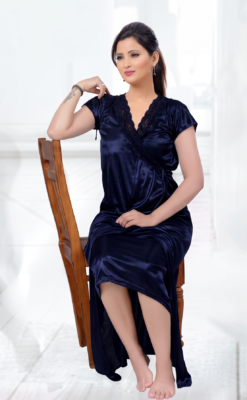 Premium Women's  Nighty Set with Matching Robe | Soft Silk Satin Long Nightdress | CODE: 1527