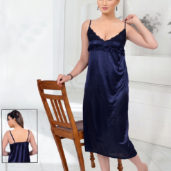 Alternative view of Premium Women's  Nighty Set with Matching Robe | Soft Silk Satin Long Nightdress | CODE: 1527