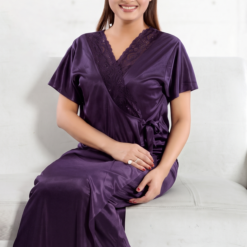 Premium Women's  Nighty Set with Matching Robe | Soft Silk Satin Long Nightdress | CODE: A312