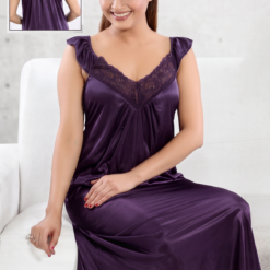 Alternative view of Premium Women's  Nighty Set with Matching Robe | Soft Silk Satin Long Nightdress | CODE: A312