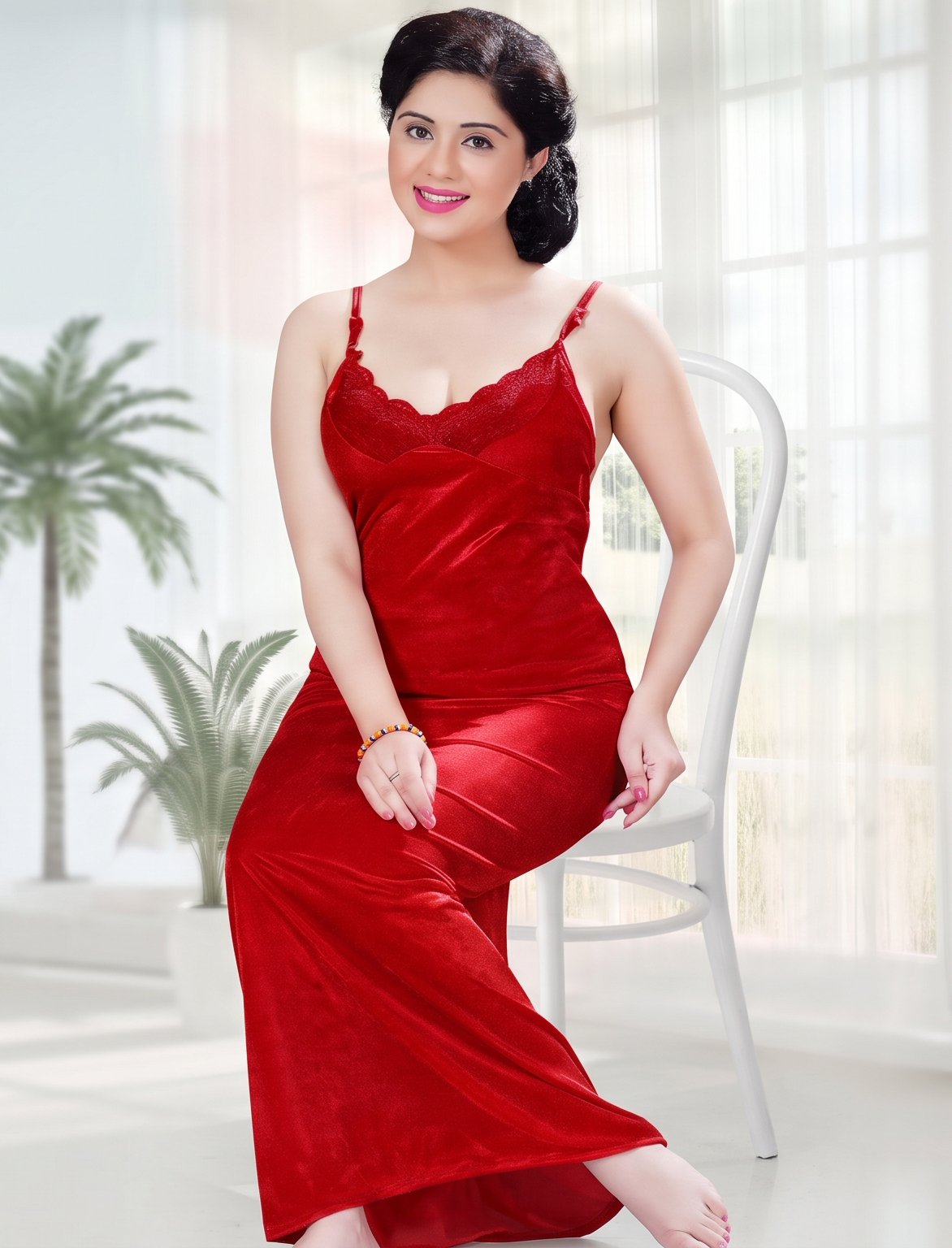 Premium Women's Satin Nighty Set with Matching Robe | Soft Silk Satin Long Nightdress | CODE: BA 861