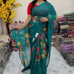 ইন্ডিয়ান সফট জর্জেট শাড়ি | পুরো বডিতে সুতার কাজ | ব্লাউজ পিসসহ